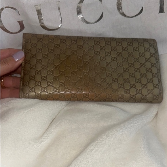 Gucci tan/gold metallic long leather wallet - Picture 4 of 16